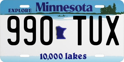 MN license plate 990TUX