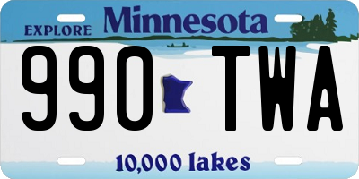 MN license plate 990TWA