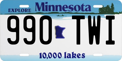 MN license plate 990TWI