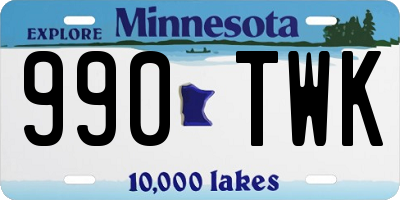 MN license plate 990TWK