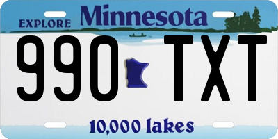 MN license plate 990TXT