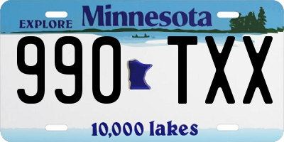 MN license plate 990TXX