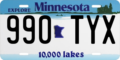 MN license plate 990TYX