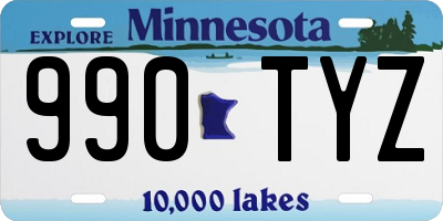 MN license plate 990TYZ