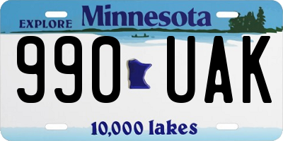 MN license plate 990UAK