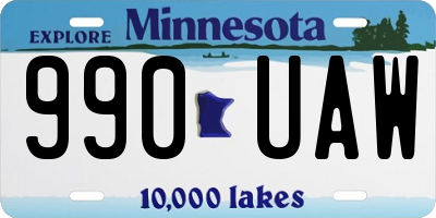 MN license plate 990UAW