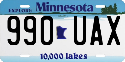 MN license plate 990UAX