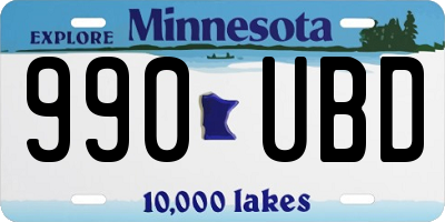 MN license plate 990UBD