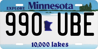 MN license plate 990UBE