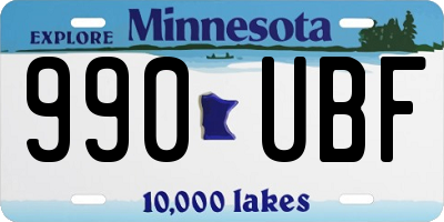 MN license plate 990UBF