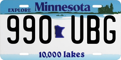 MN license plate 990UBG