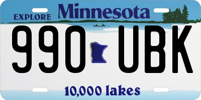 MN license plate 990UBK
