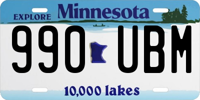 MN license plate 990UBM
