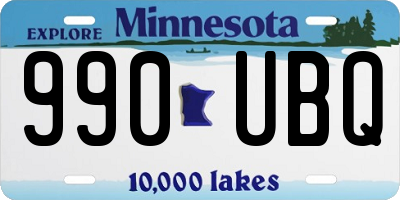 MN license plate 990UBQ