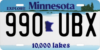 MN license plate 990UBX