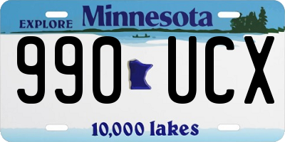 MN license plate 990UCX
