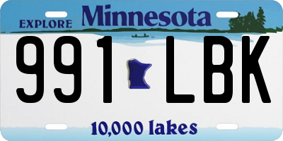 MN license plate 991LBK