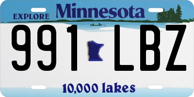 MN license plate 991LBZ