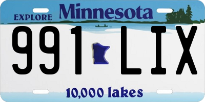 MN license plate 991LIX