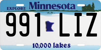 MN license plate 991LIZ
