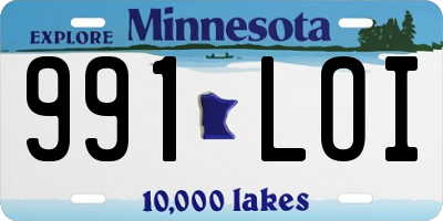MN license plate 991LOI