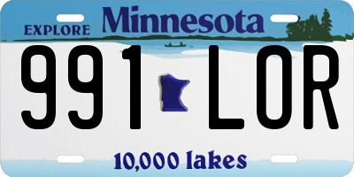 MN license plate 991LOR