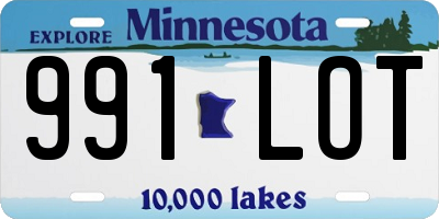 MN license plate 991LOT