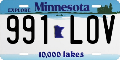 MN license plate 991LOV