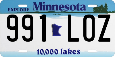 MN license plate 991LOZ