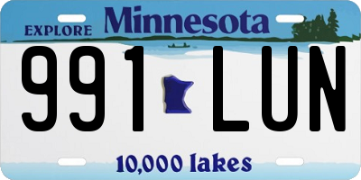 MN license plate 991LUN