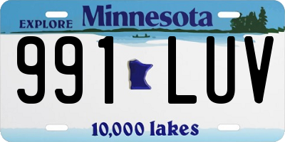 MN license plate 991LUV