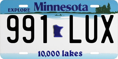 MN license plate 991LUX