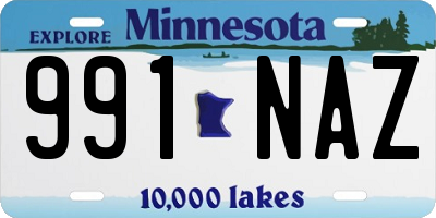 MN license plate 991NAZ