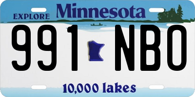 MN license plate 991NBO