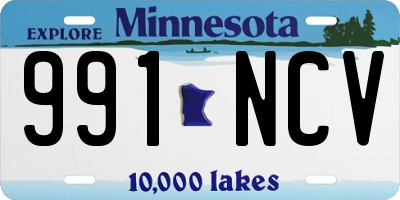 MN license plate 991NCV
