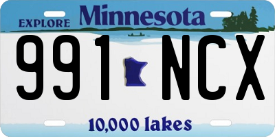 MN license plate 991NCX