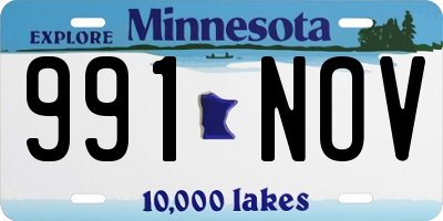 MN license plate 991NOV