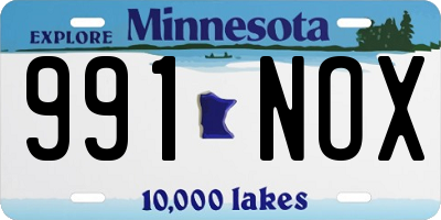 MN license plate 991NOX
