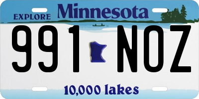 MN license plate 991NOZ