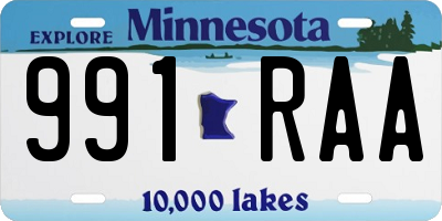 MN license plate 991RAA