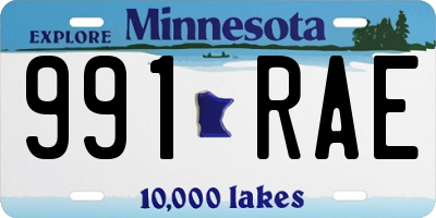MN license plate 991RAE