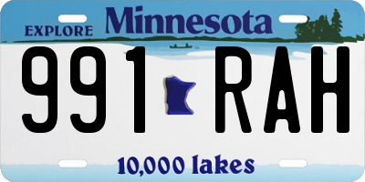 MN license plate 991RAH