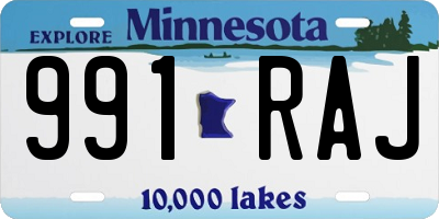 MN license plate 991RAJ