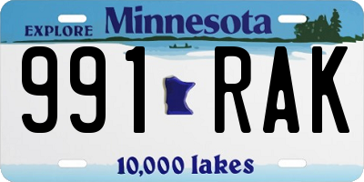 MN license plate 991RAK