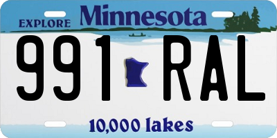 MN license plate 991RAL
