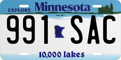 MN license plate 991SAC
