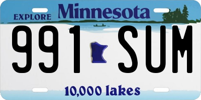 MN license plate 991SUM