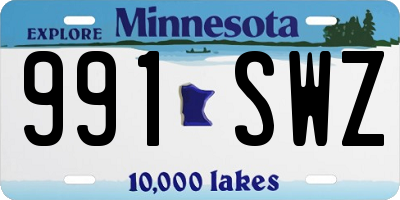 MN license plate 991SWZ
