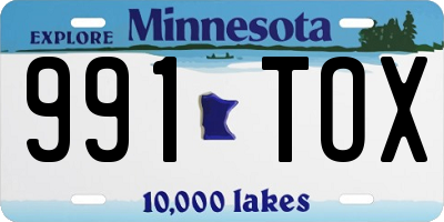 MN license plate 991TOX