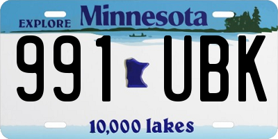 MN license plate 991UBK